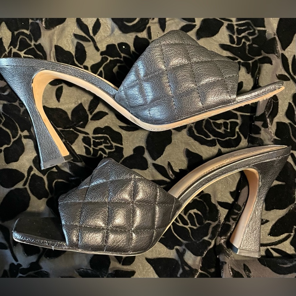 Vince Camuto Quilted Square-Toe Heels Mules